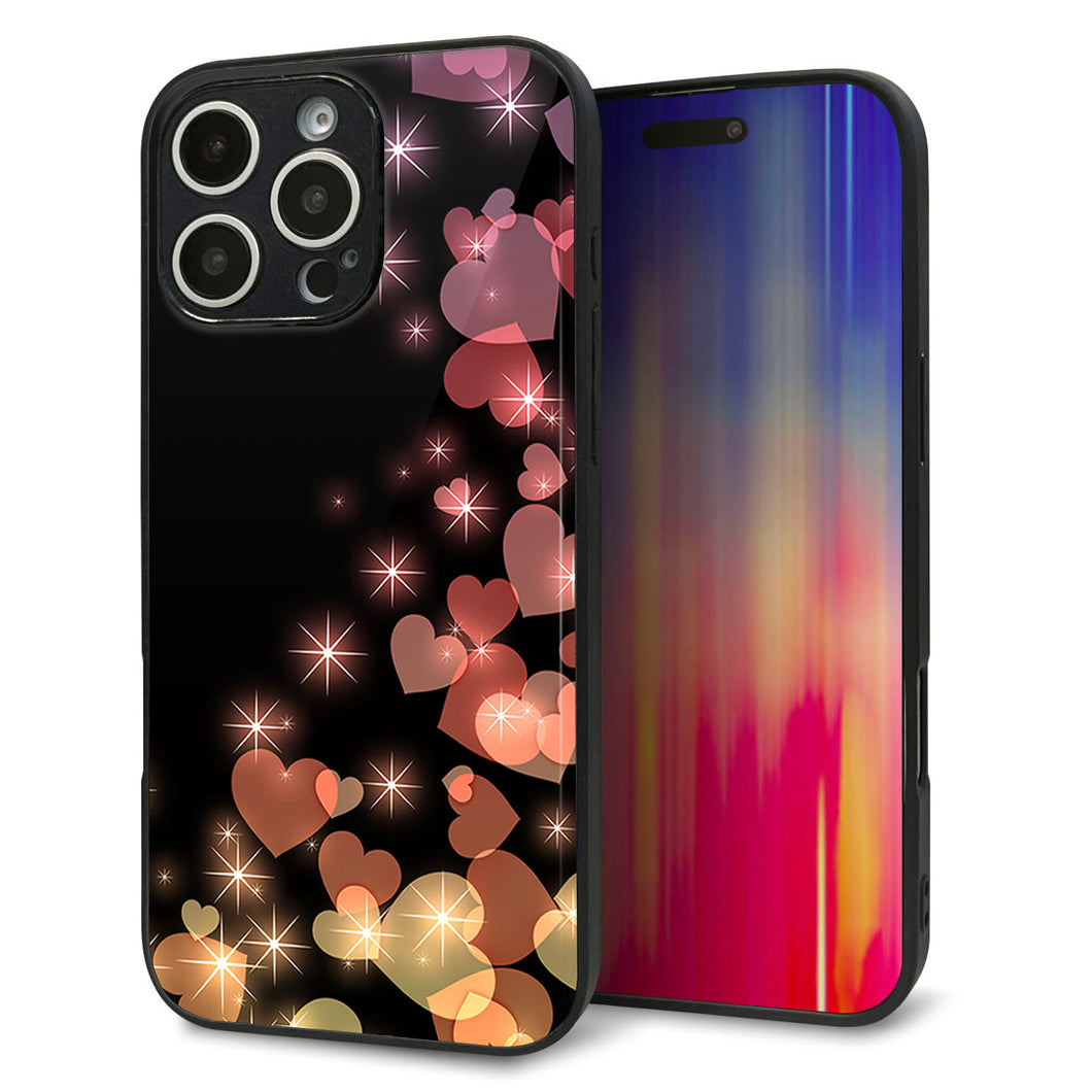 iPhone16 Pro Max 強化ガラス&TPUスマホケース ガラプリ【020 夜のきらめきハート】