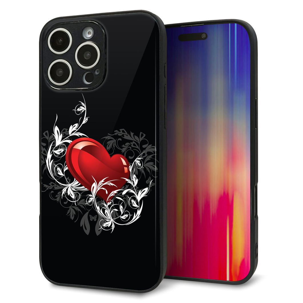 iPhone16 Pro Max 強化ガラス&TPUスマホケース ガラプリ【032 クリスタルハート】