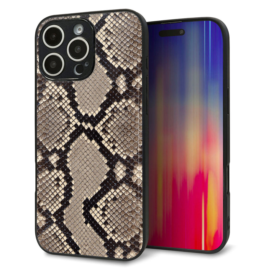 iPhone16 Pro Max 強化ガラス&TPUスマホケース ガラプリ【049 ヘビ柄】
