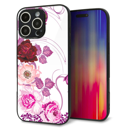 iPhone16 Pro Max 強化ガラス&TPUスマホケース ガラプリ【116 6月のバラ】