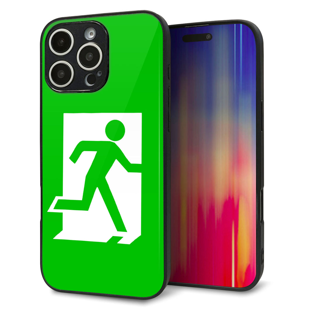 iPhone16 Pro Max 強化ガラス&TPUスマホケース ガラプリ【163 非常口】