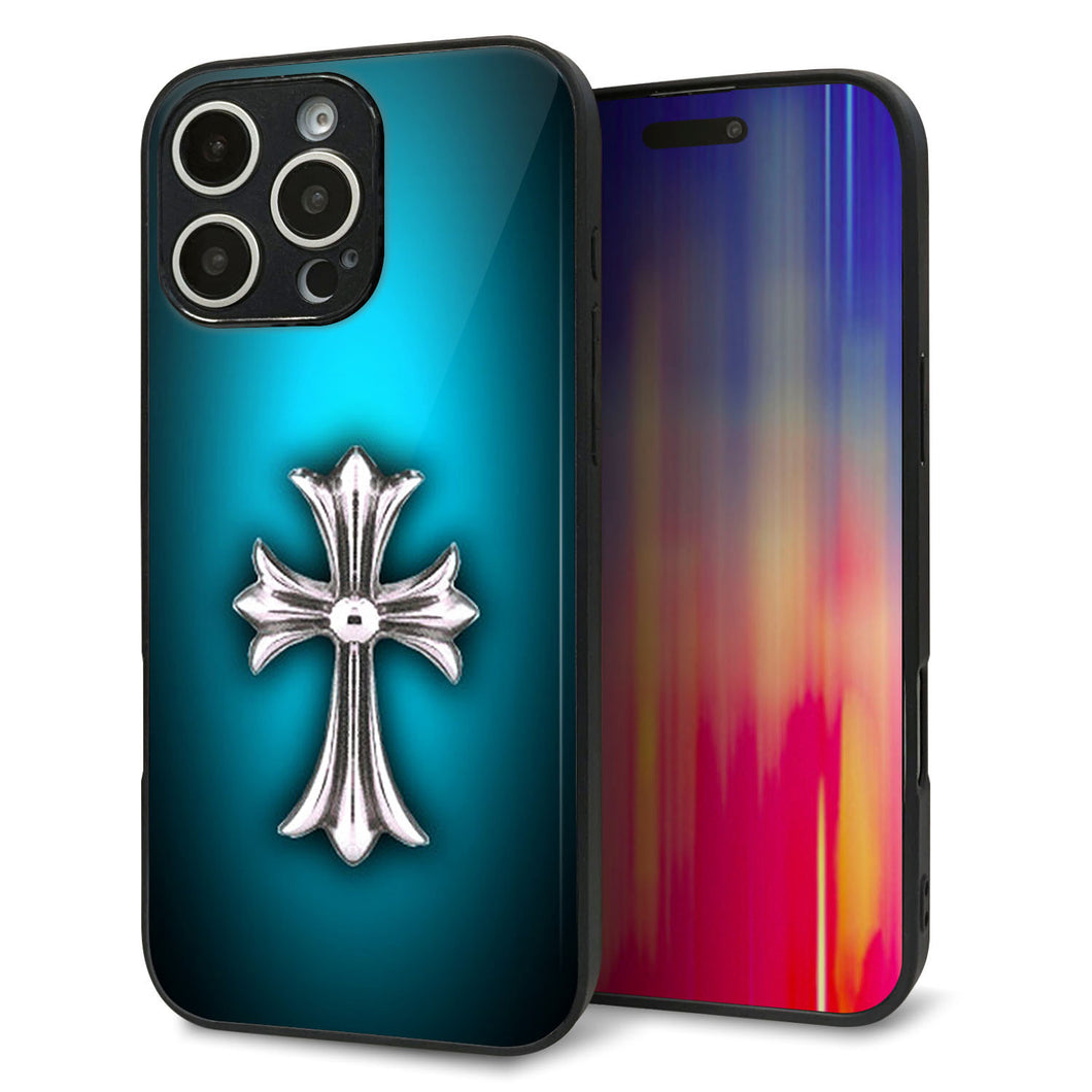 iPhone16 Pro Max 強化ガラス&TPUスマホケース ガラプリ【334 クロスブルー】