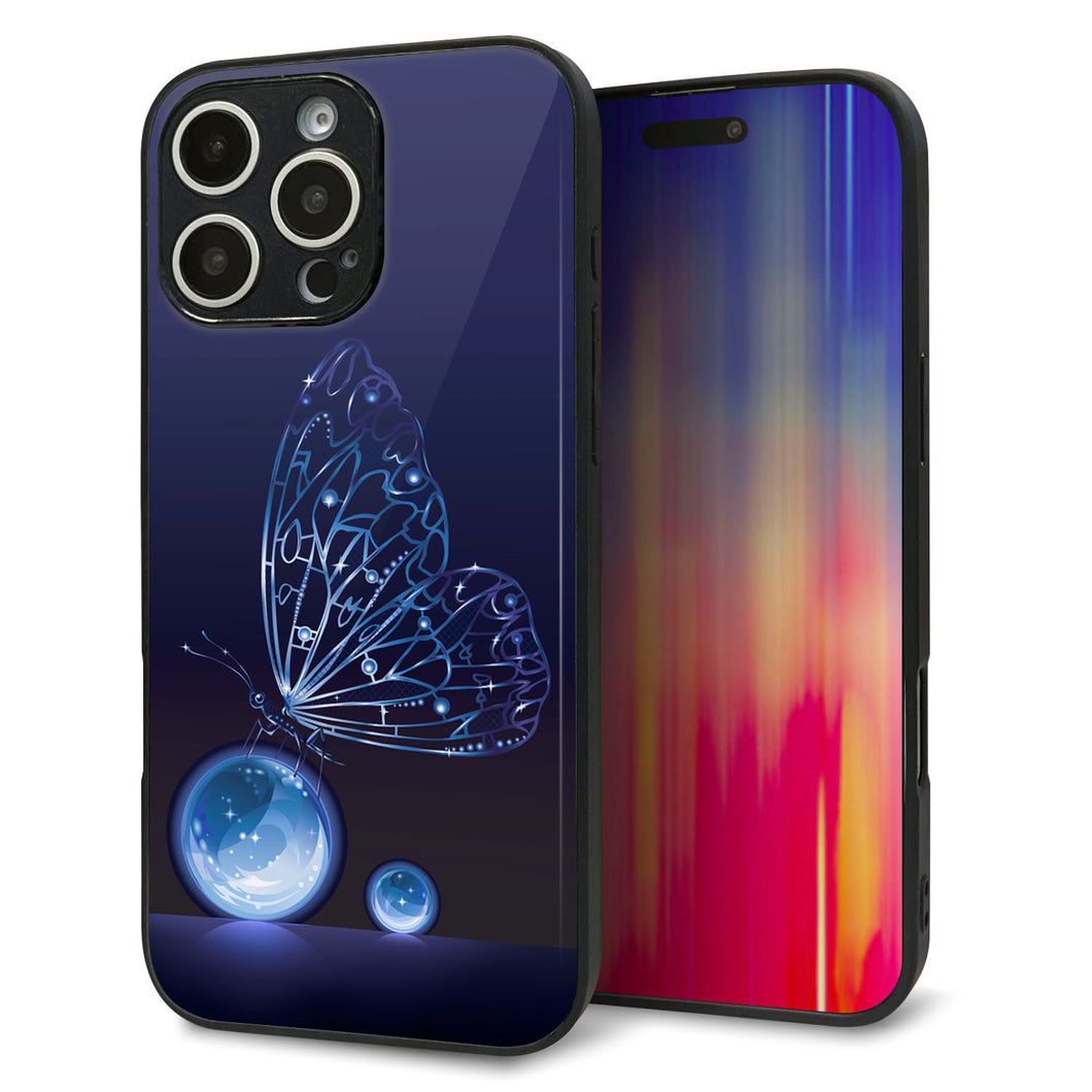 iPhone16 Pro Max 強化ガラス&TPUスマホケース ガラプリ【418 神秘の蝶】