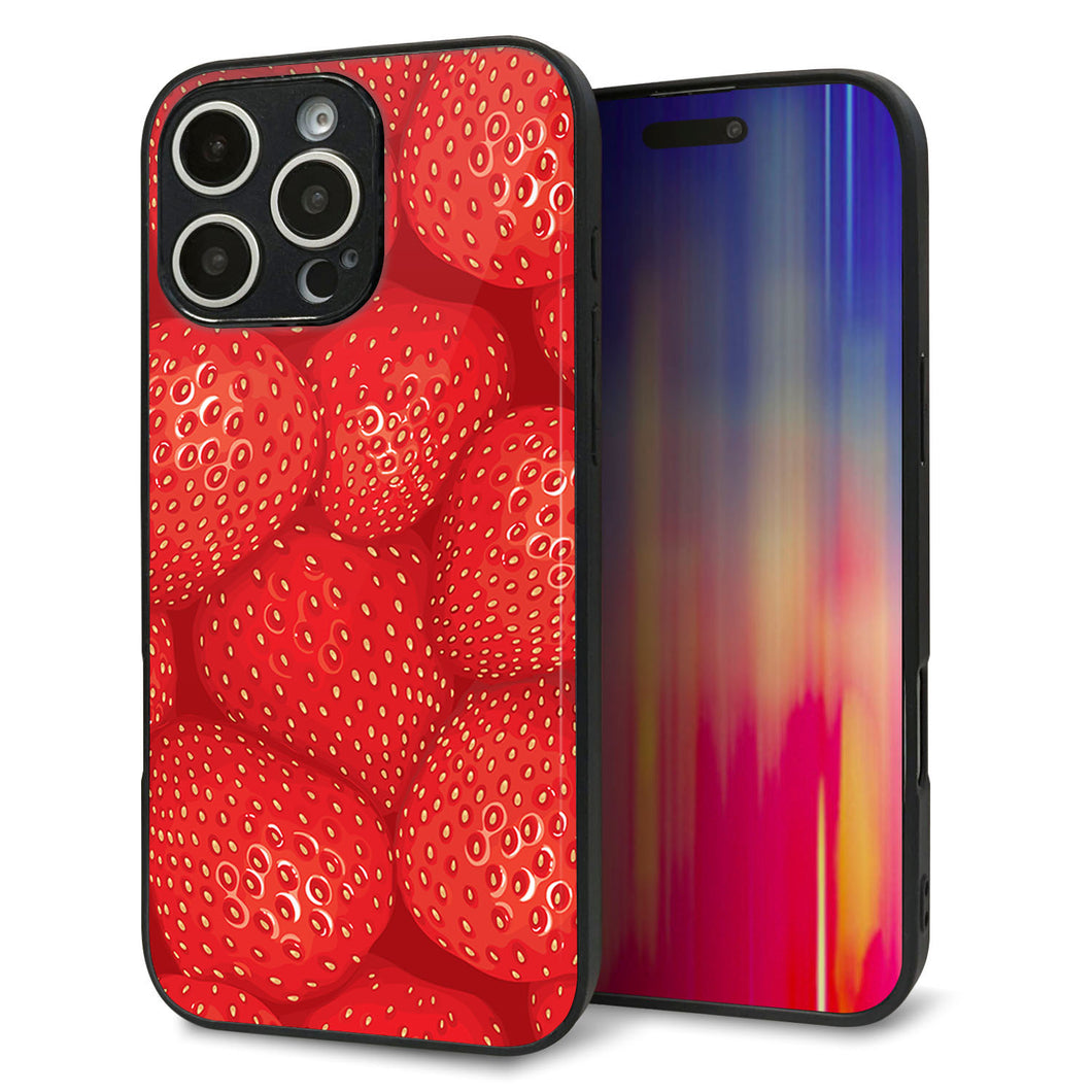 iPhone16 Pro Max 強化ガラス&TPUスマホケース ガラプリ【444 ストロベリーウォール】