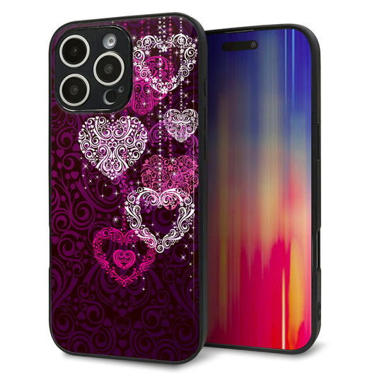 iPhone 16 Pro Max 強化ガラス&TPUスマホケース ガラプリ【468 ハートのシャンデリア】