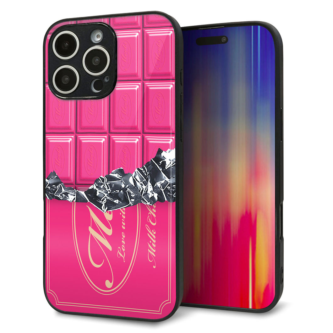 iPhone16 Pro Max 強化ガラス&TPUスマホケース ガラプリ【555 板チョコ?ストロベリー】