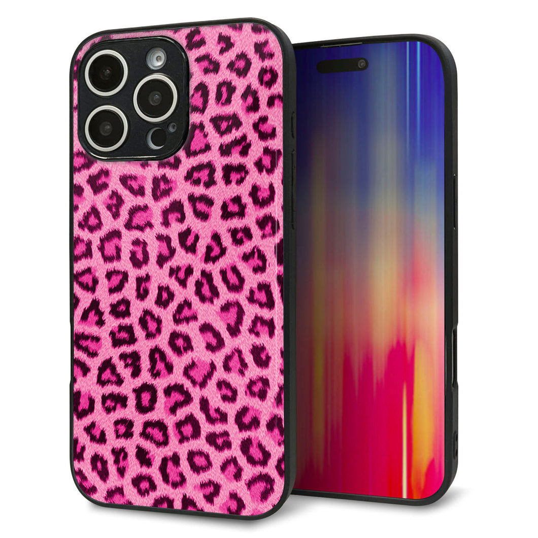 iPhone16 Pro Max 強化ガラス&TPUスマホケース ガラプリ【1066 ヒョウ柄ベーシックSピンク】