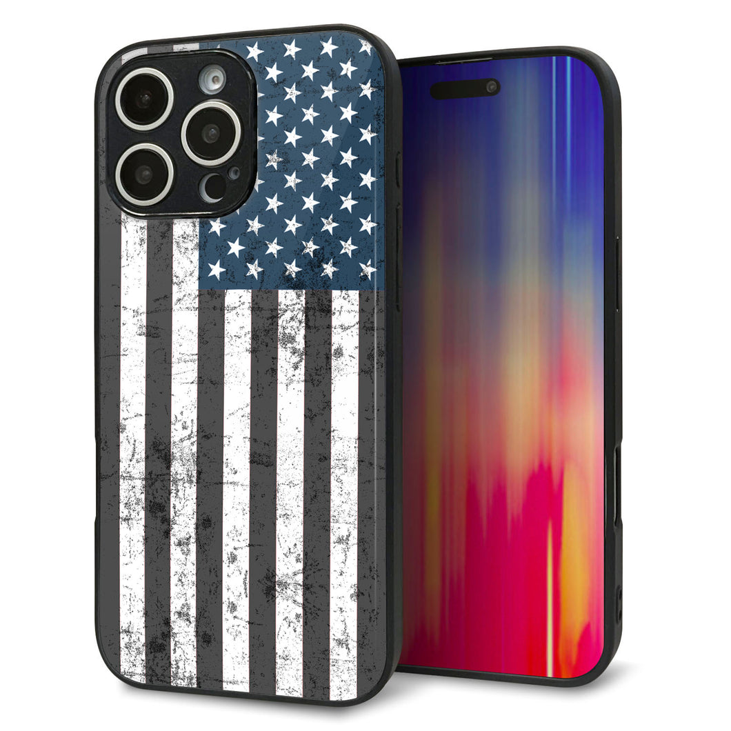iPhone16 Pro Max 強化ガラス&TPUスマホケース ガラプリ【EK864 アメリカンフラッグビンテージ】