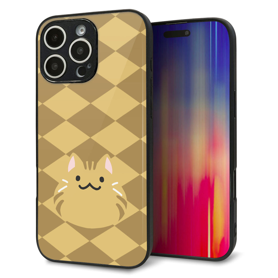 iPhone16 Pro Max 強化ガラス&TPUスマホケース ガラプリ【HA247 もちねこ 茶トラ】