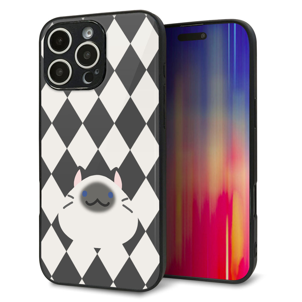 iPhone16 Pro Max 強化ガラス&TPUスマホケース ガラプリ【HA250 もちねこ シャム】