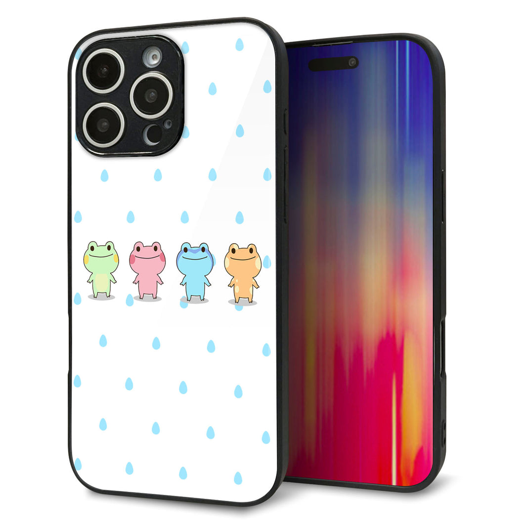 iPhone16 Pro Max 強化ガラス&TPUスマホケース ガラプリ【HA278 カエル 雫】
