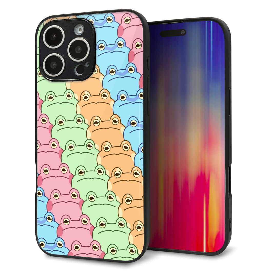 iPhone16 Pro Max 強化ガラス&TPUスマホケース ガラプリ【HA279 カエル柄】