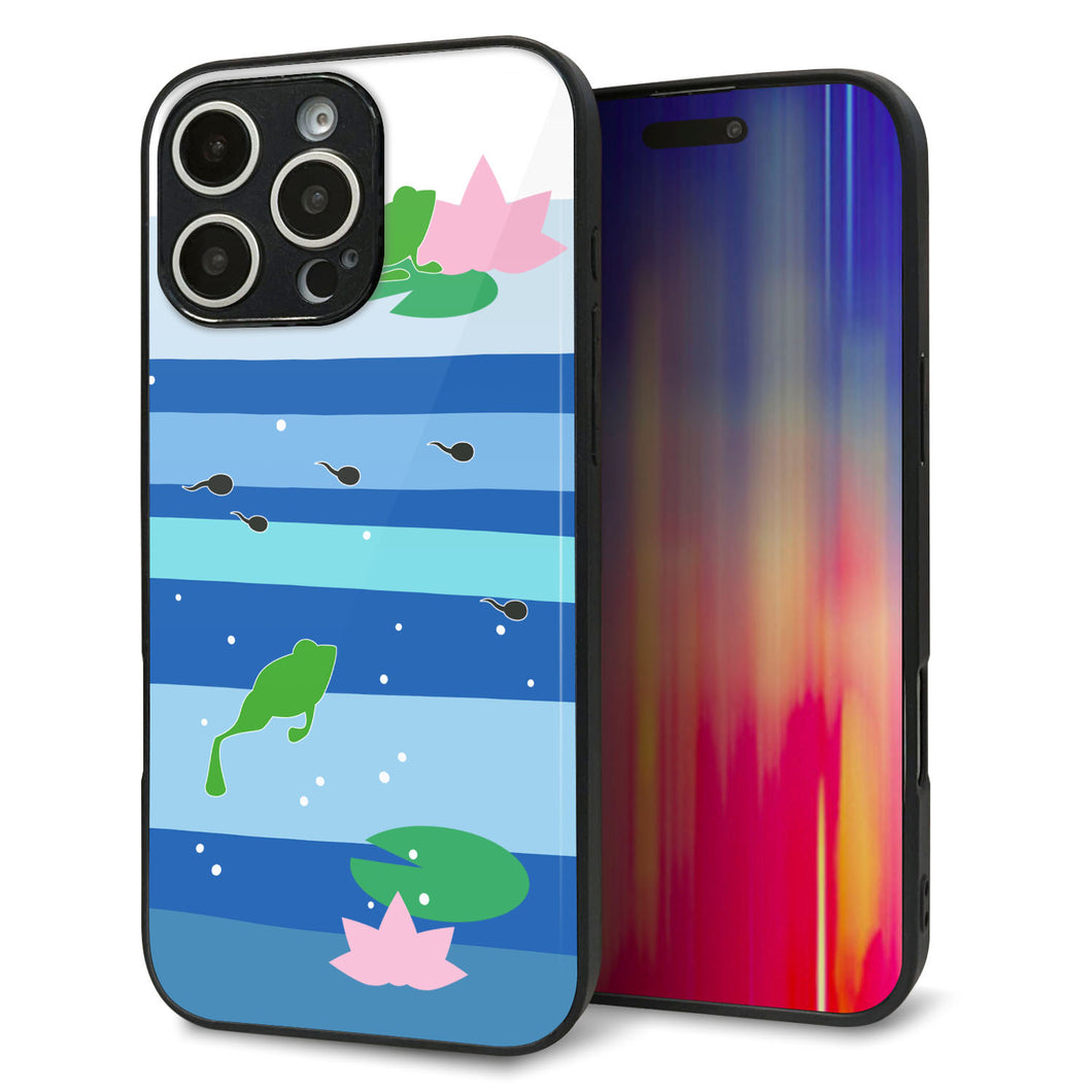 iPhone16 Pro Max 強化ガラス&TPUスマホケース ガラプリ【HA280 カエルとオタマ】