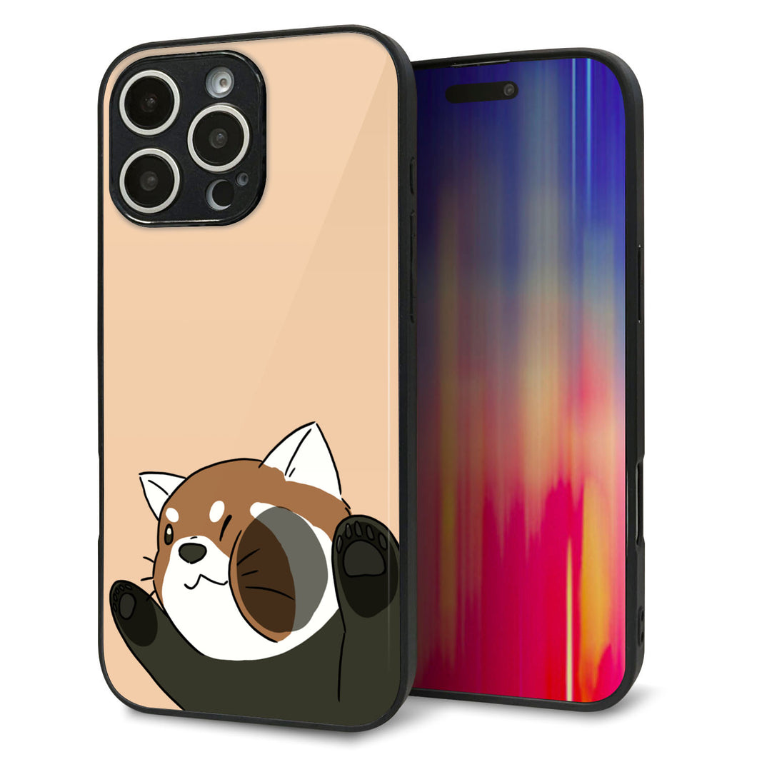 iPhone16 Pro Max 強化ガラス&TPUスマホケース ガラプリ【HA302 むぎゅっとレッサーパンダ】