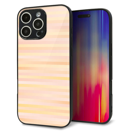 iPhone 16 Pro Max 強化ガラス&TPUスマホケース ガラプリ【IB909 グラデーションボーダー_オレンジ】