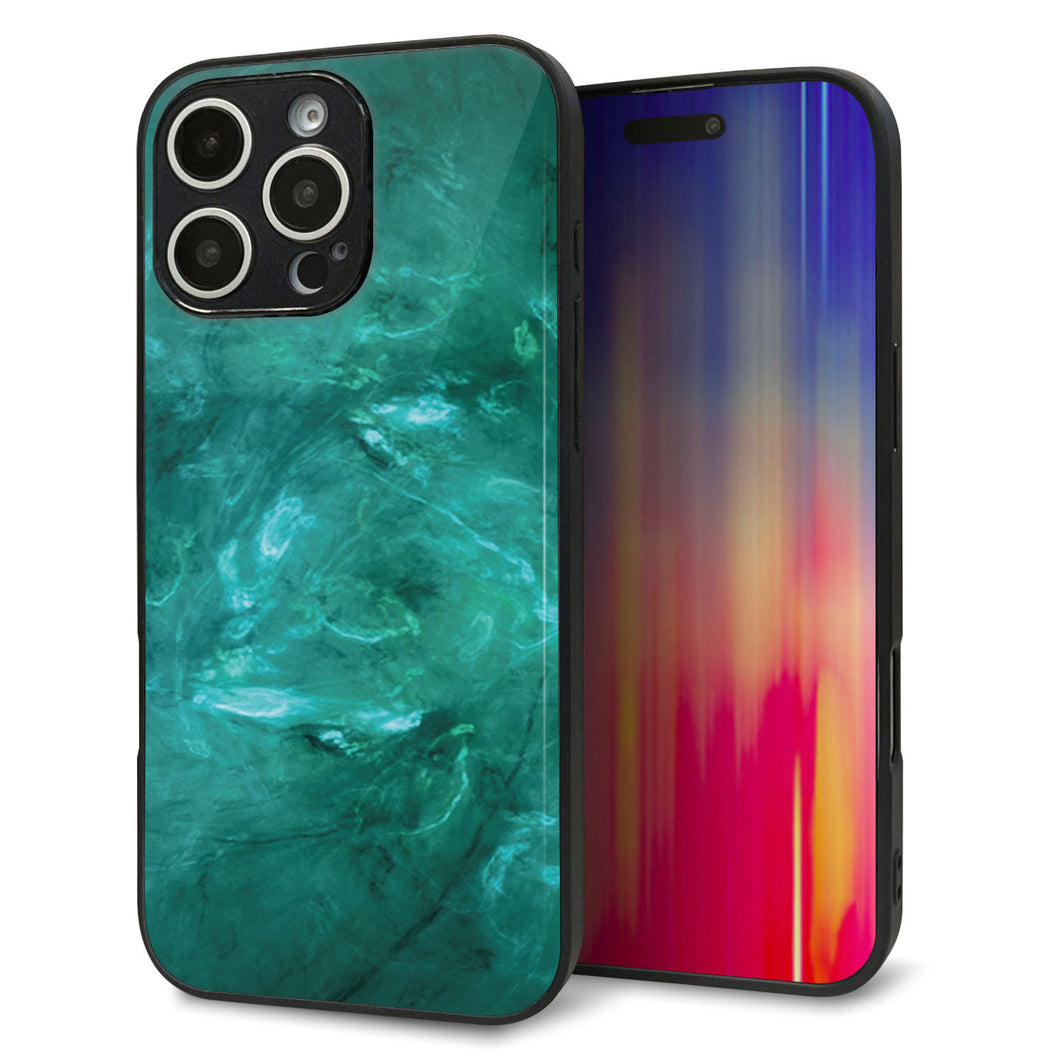 iPhone16 Pro Max 強化ガラス&TPUスマホケース ガラプリ【KM869 大理石GR】