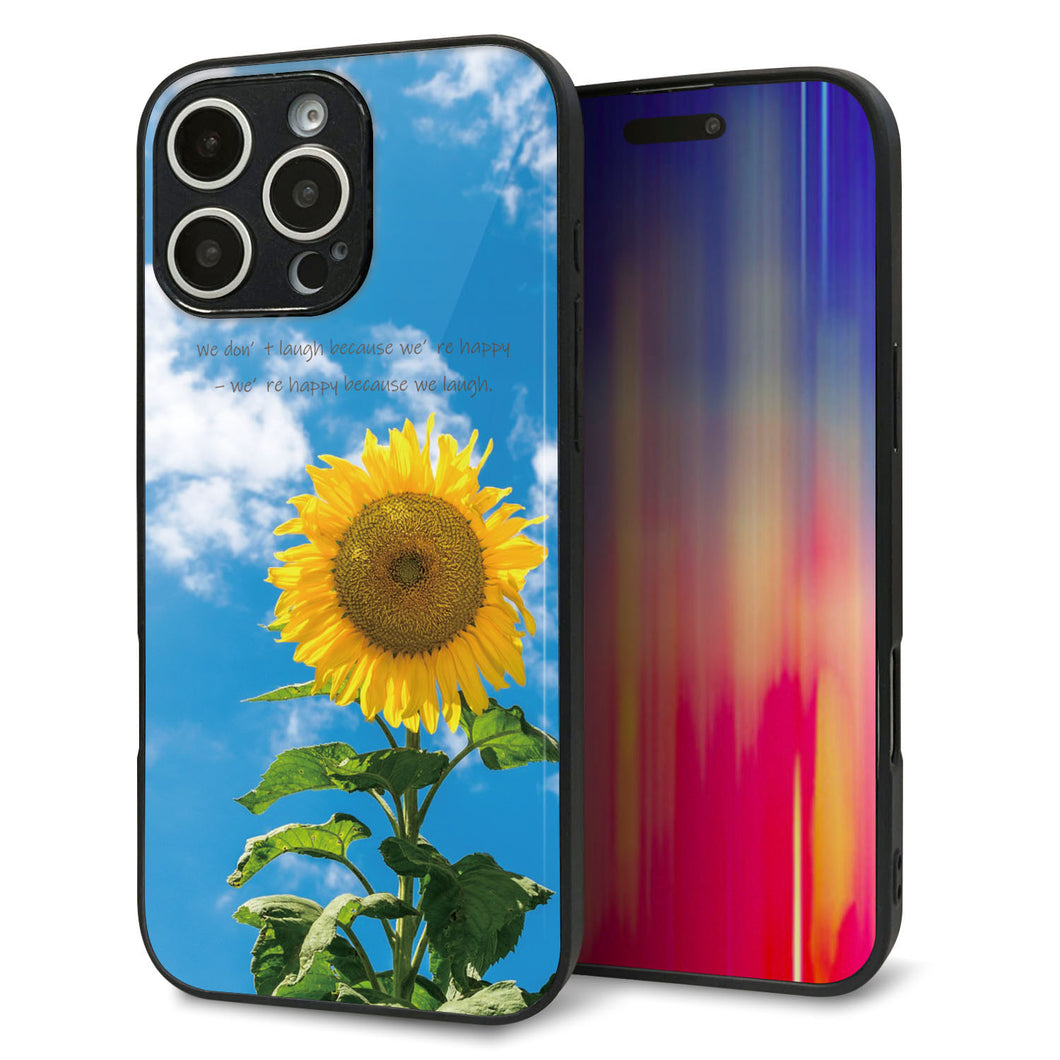 iPhone16 Pro Max 強化ガラス&TPUスマホケース ガラプリ【KM877 ヒマワリ】