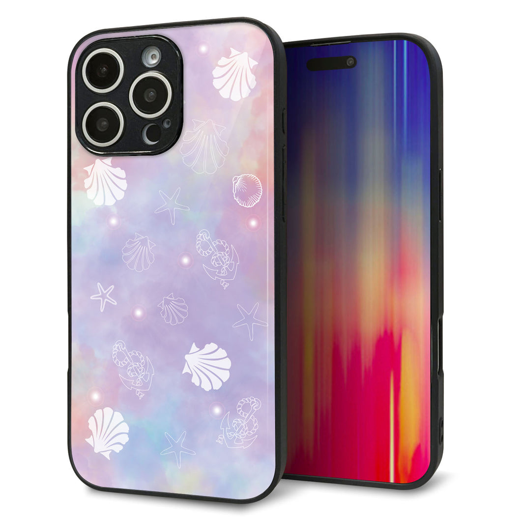 iPhone16 Pro Max 強化ガラス&TPUスマホケース ガラプリ【KM883 シェル柄】