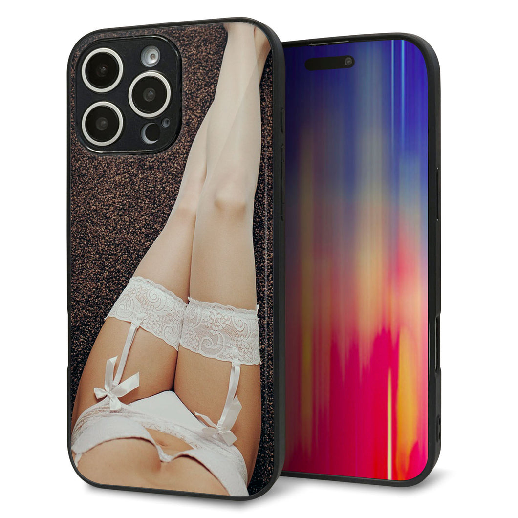 iPhone16 Pro Max 強化ガラス&TPUスマホケース ガラプリ【KM888 ストッキング】