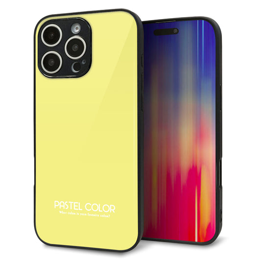 iPhone 16 Pro Max 強化ガラス&TPUスマホケース ガラプリ【KM897 パステルカラー(パステルイエロー)】