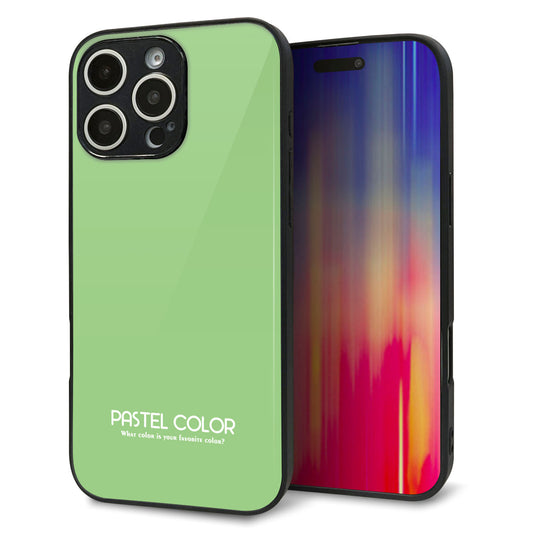 iPhone 16 Pro Max 強化ガラス&TPUスマホケース ガラプリ【KM898 パステルカラー(パステルグリーン)】