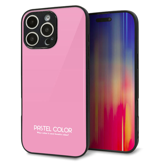 iPhone 16 Pro Max 強化ガラス&TPUスマホケース ガラプリ【KM899 パステルカラー(パステルピンク)】