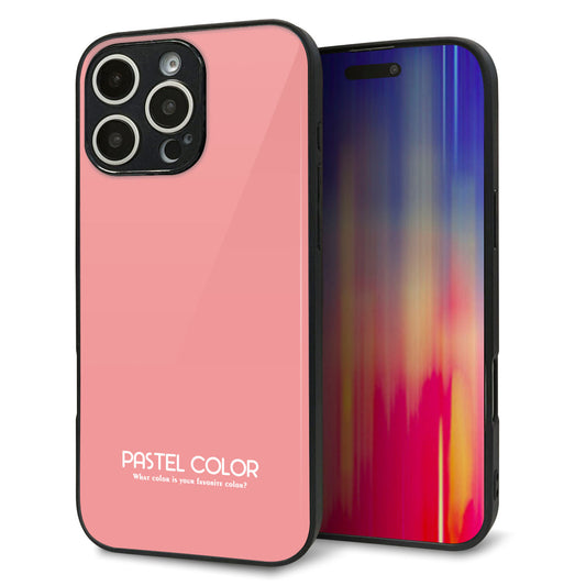 iPhone 16 Pro Max 強化ガラス&TPUスマホケース ガラプリ【KM902 パステルカラー(パステルレッド)】