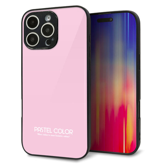 iPhone 16 Pro Max 強化ガラス&TPUスマホケース ガラプリ【KM903 パステルカラー(パステルローズピンク)】