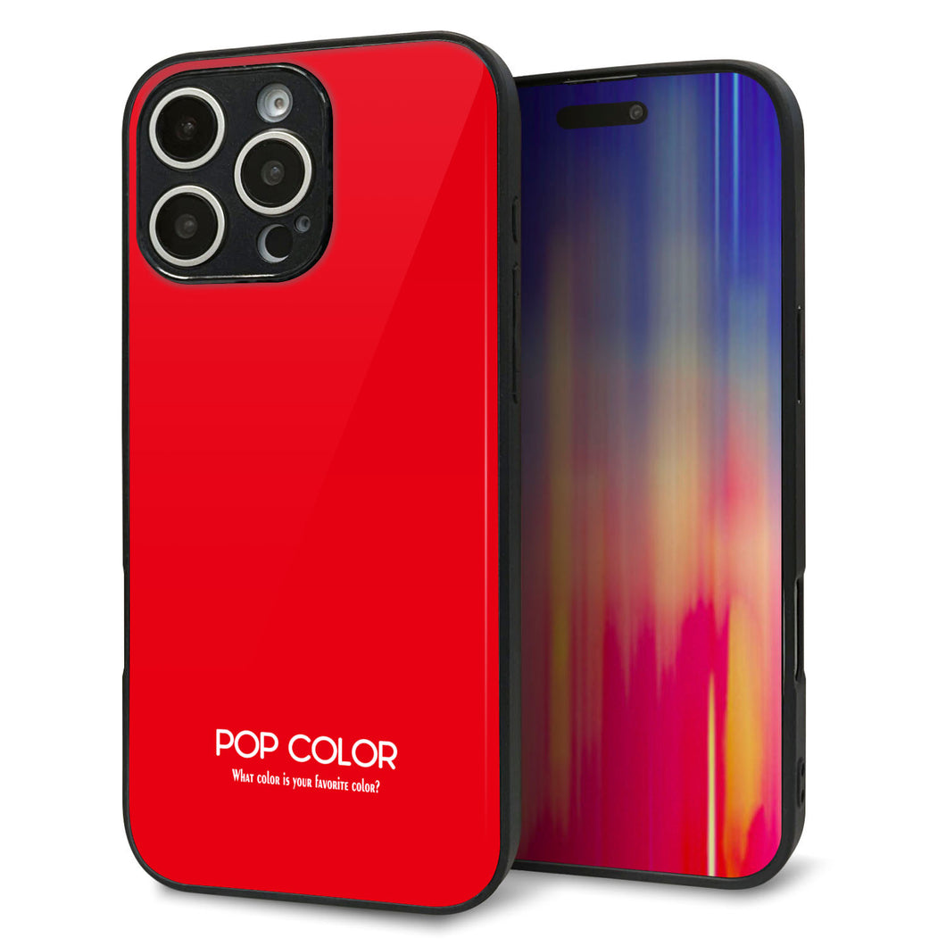 iPhone16 Pro Max 強化ガラス&TPUスマホケース ガラプリ【KM915 ポップカラー(レッド)】