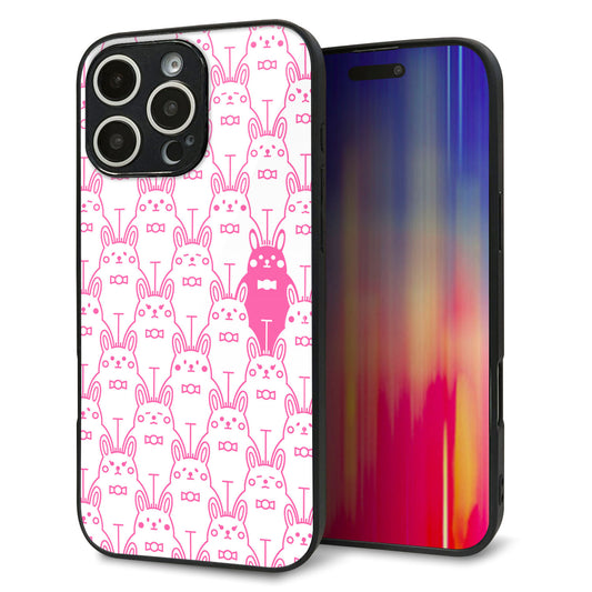iPhone 16 Pro Max 強化ガラス&TPUスマホケース ガラプリ【MA914 パターン ウサギ】