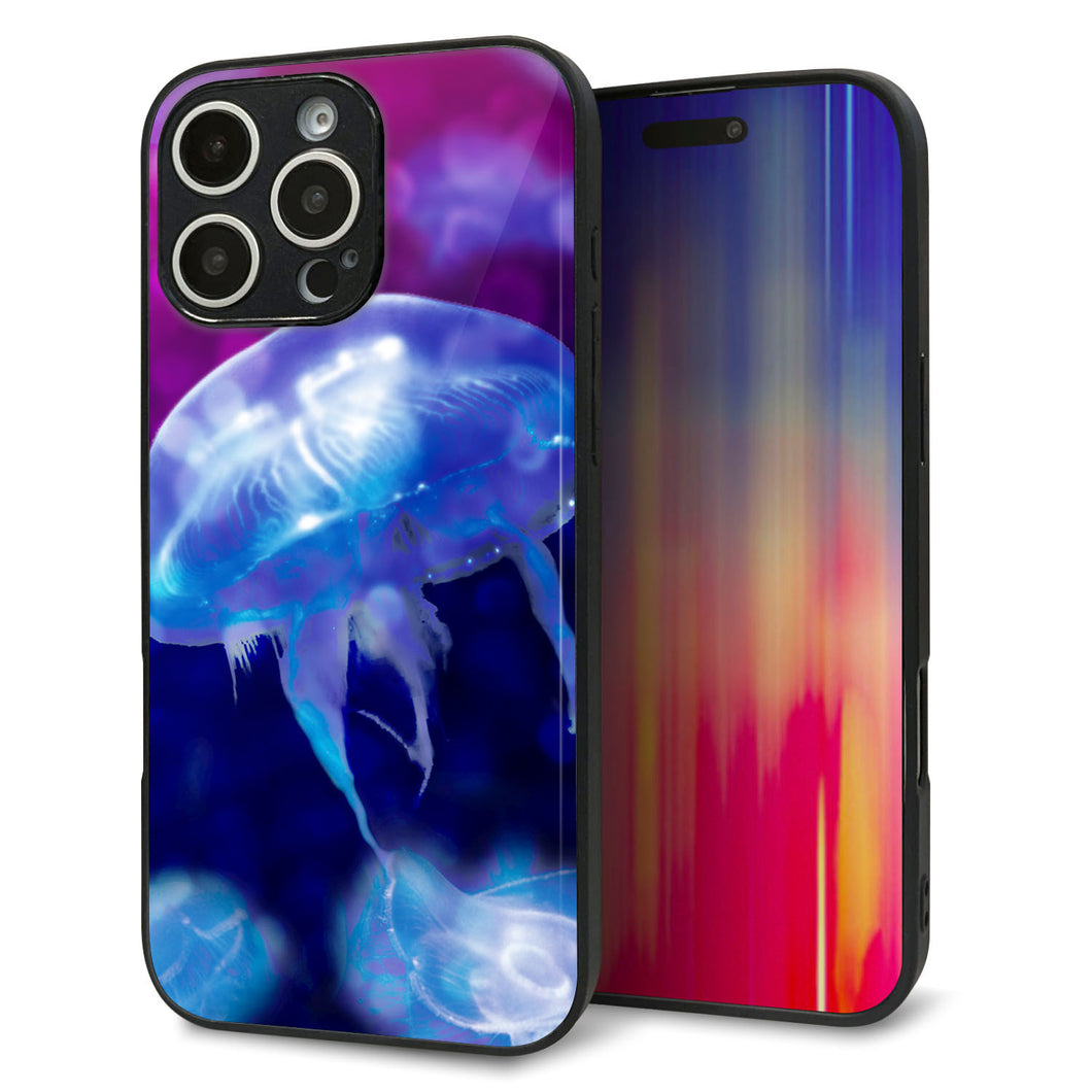 iPhone16 Pro Max 強化ガラス&TPUスマホケース ガラプリ【MA934 クラゲハイライト】