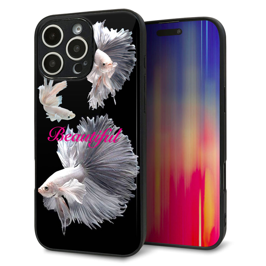 iPhone16 Pro Max 強化ガラス&TPUスマホケース ガラプリ【MA957 金魚 B】