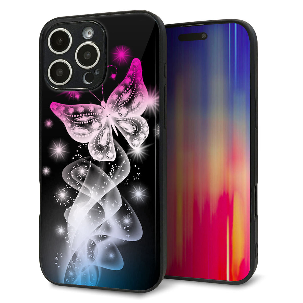 iPhone16 Pro Max 強化ガラス&TPUスマホケース ガラプリ【MA989 蝶A】