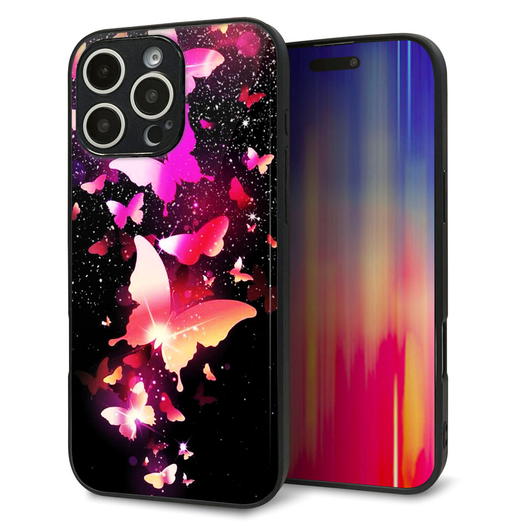 iPhone16 Pro Max 強化ガラス&TPUスマホケース ガラプリ【MA991 蝶C】