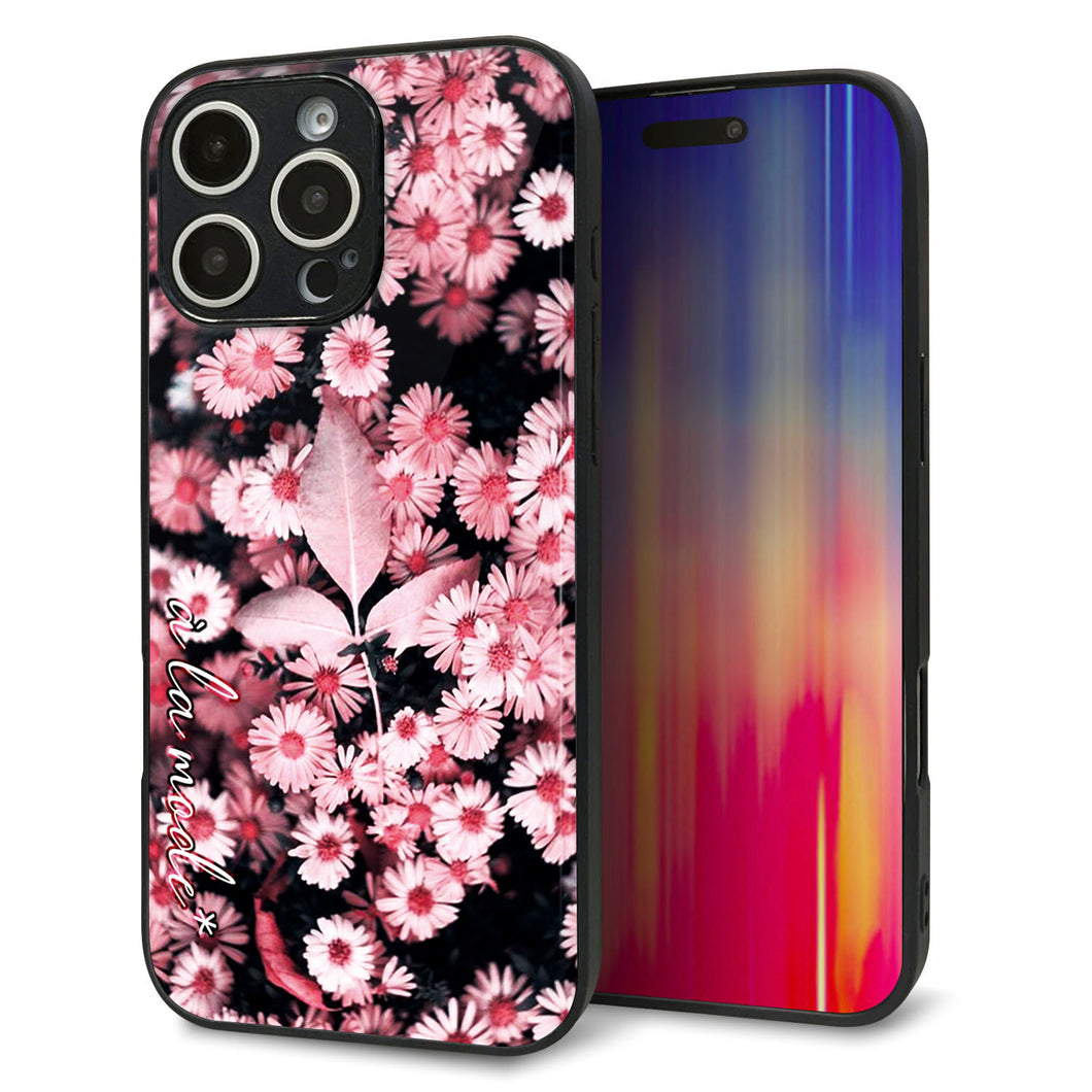 iPhone16 Pro Max 強化ガラス&TPUスマホケース ガラプリ【MA993 フラワーB】