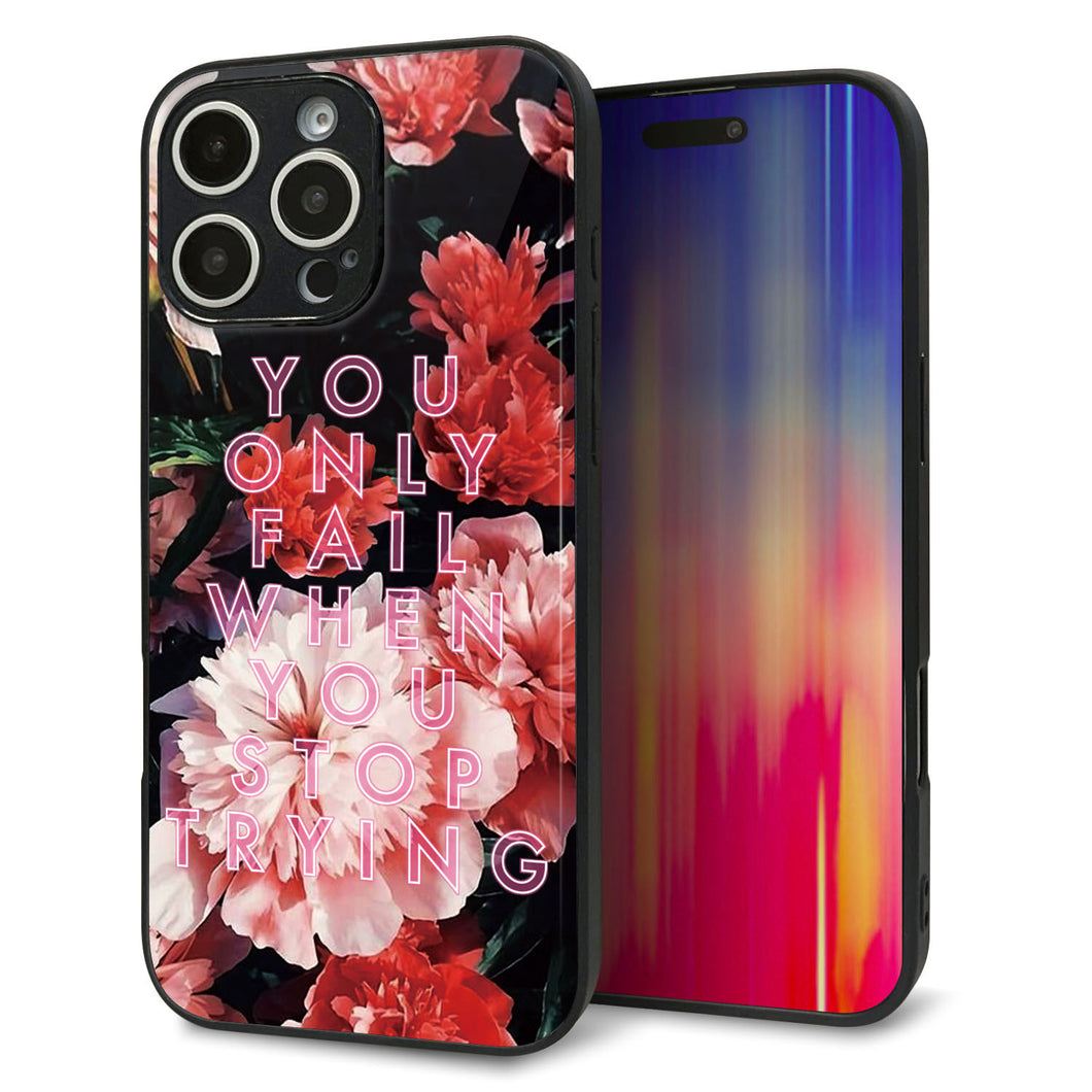 iPhone16 Pro Max 強化ガラス&TPUスマホケース ガラプリ【MA994 フラワーC】