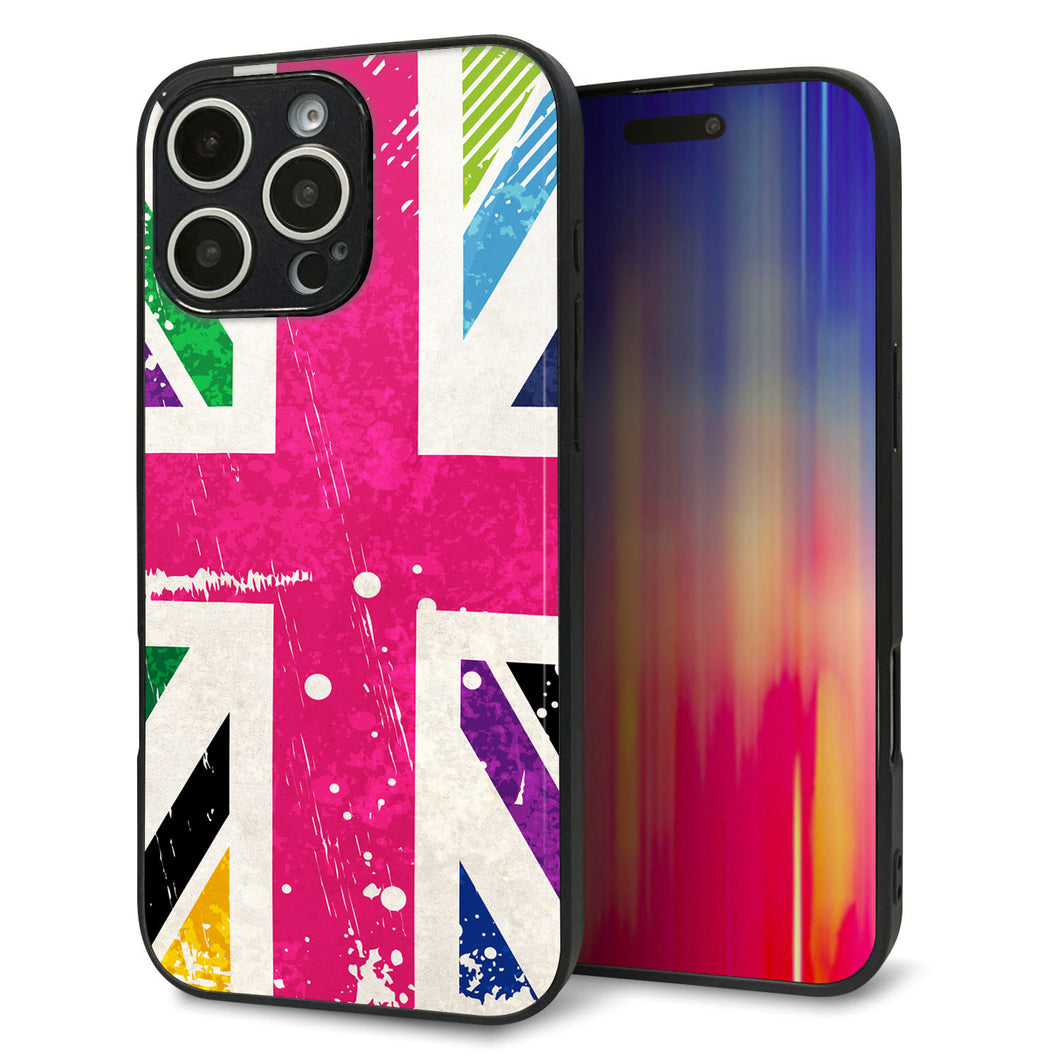 iPhone16 Pro Max 強化ガラス&TPUスマホケース ガラプリ【SC806 ユニオンジャック ピンクビンテージ】