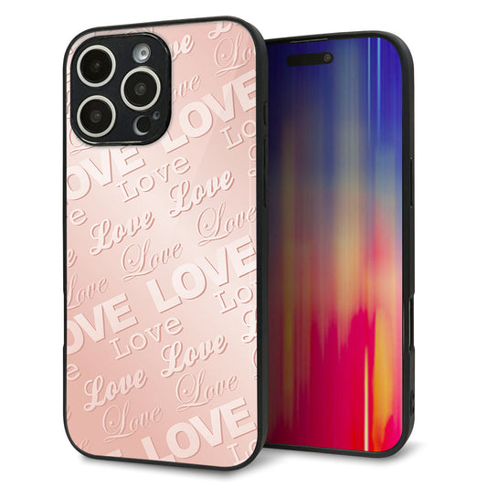 iPhone16 Pro Max 強化ガラス&TPUスマホケース ガラプリ【SC841 エンボス風LOVEリンク(ローズピンク)】