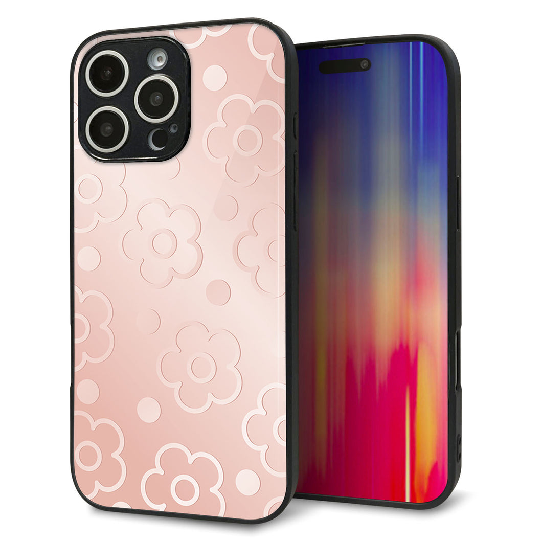 iPhone16 Pro Max 強化ガラス&TPUスマホケース ガラプリ【SC843 エンボス風デイジーシンプル(ローズピンク)】