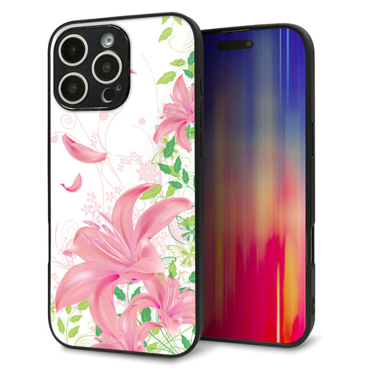 iPhone16 Pro Max 強化ガラス&TPUスマホケース ガラプリ【SC849 ユリ(ピンク)】