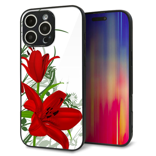 iPhone16 Pro Max 強化ガラス&TPUスマホケース ガラプリ【SC850 ユリ(レッド)】