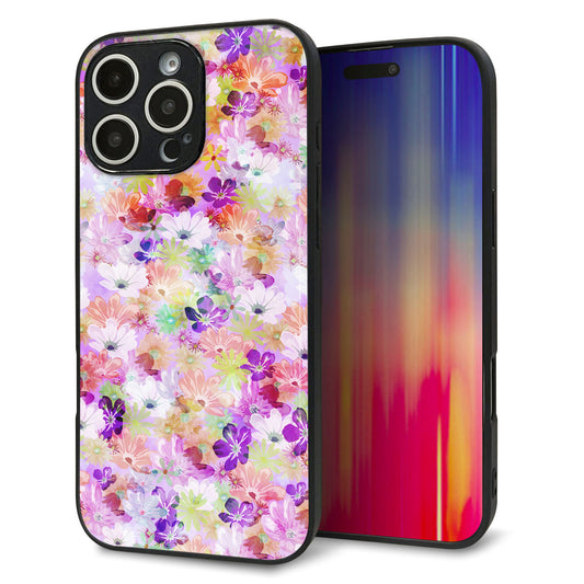 iPhone16 Pro Max 強化ガラス&TPUスマホケース ガラプリ【SC873 リバティプリント プレスドフラワー(パープル)】