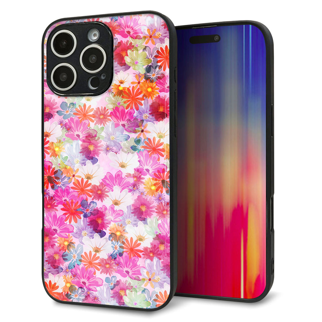 iPhone16 Pro Max 強化ガラス&TPUスマホケース ガラプリ【SC874 リバティプリント プレスドフラワー(ピンク)】