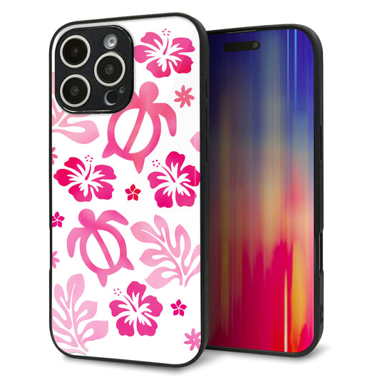 iPhone16 Pro Max 強化ガラス&TPUスマホケース ガラプリ【SC879 ハワイアンアロハホヌ(ピンク)】
