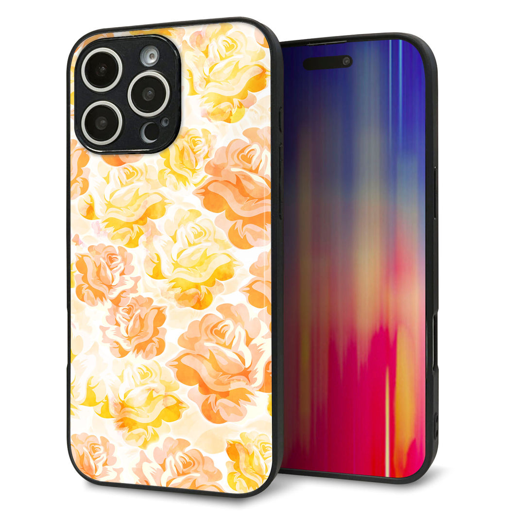 iPhone16 Pro Max 強化ガラス&TPUスマホケース ガラプリ【SC931 ローズ イエロー】