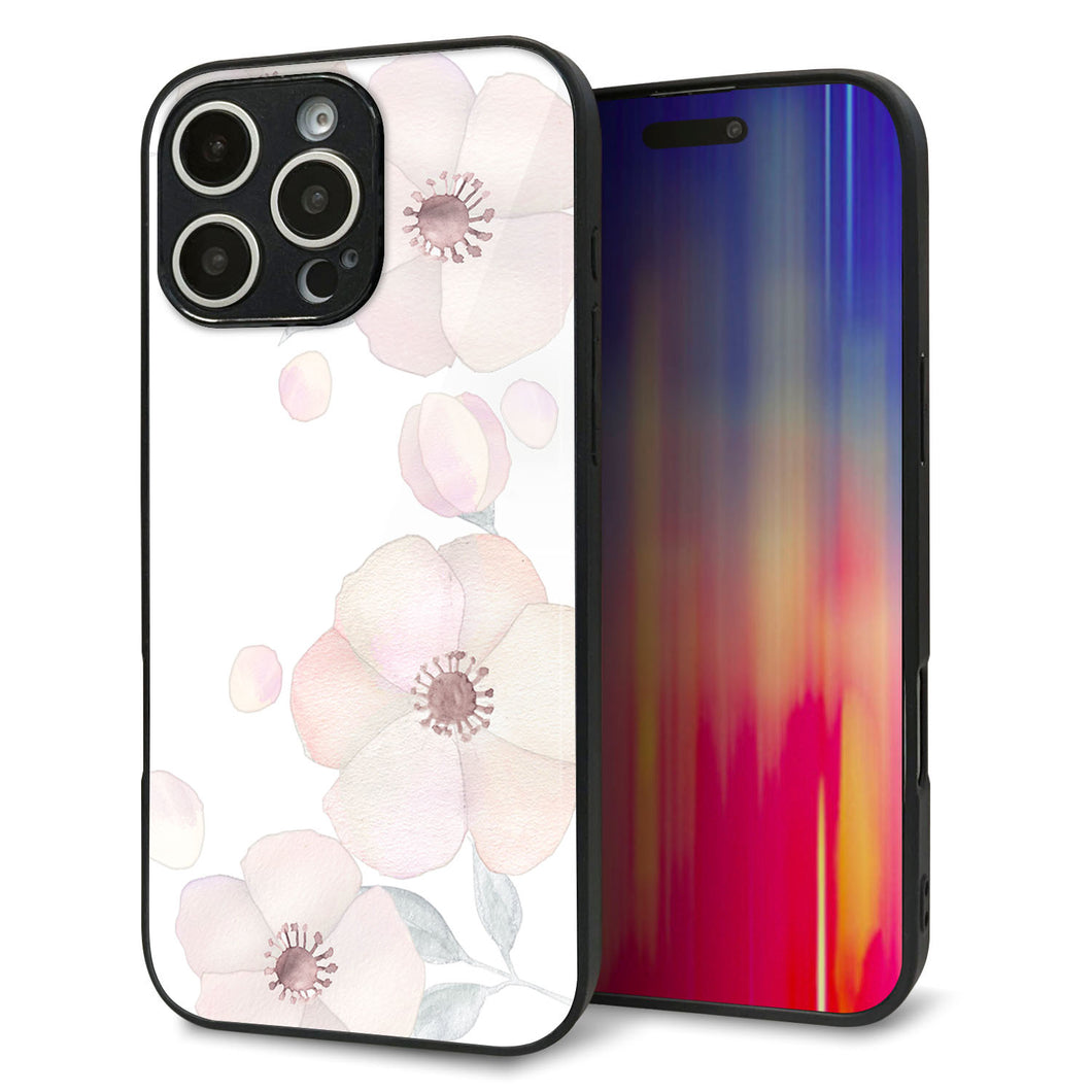 iPhone16 Pro Max 強化ガラス&TPUスマホケース ガラプリ【SC948 ドゥ・フルール(ホワイト)】