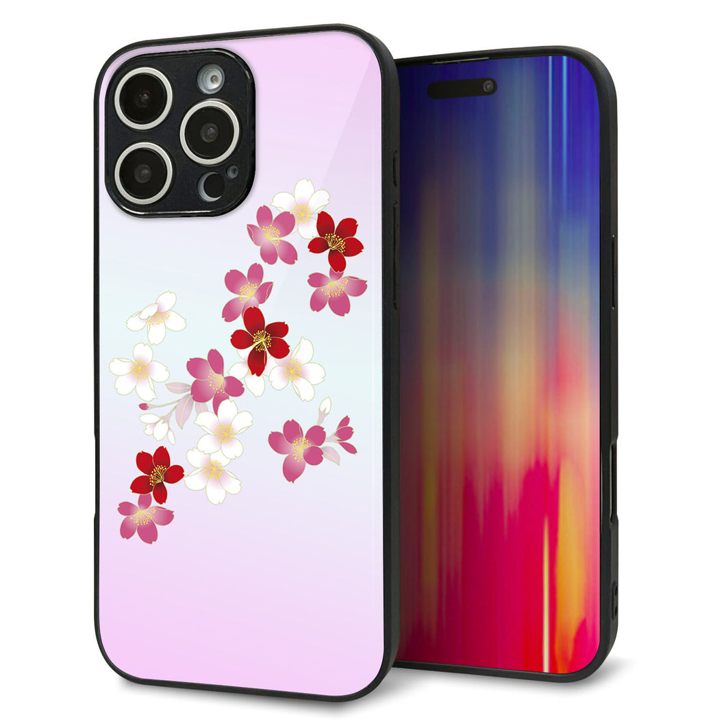 iPhone16 Pro Max 強化ガラス&TPUスマホケース ガラプリ【YJ320 桜 和】