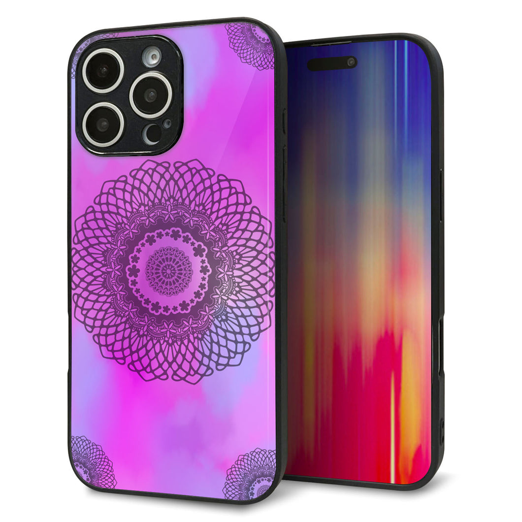 iPhone16 Pro Max 強化ガラス&TPUスマホケース ガラプリ【YJ344 レース】