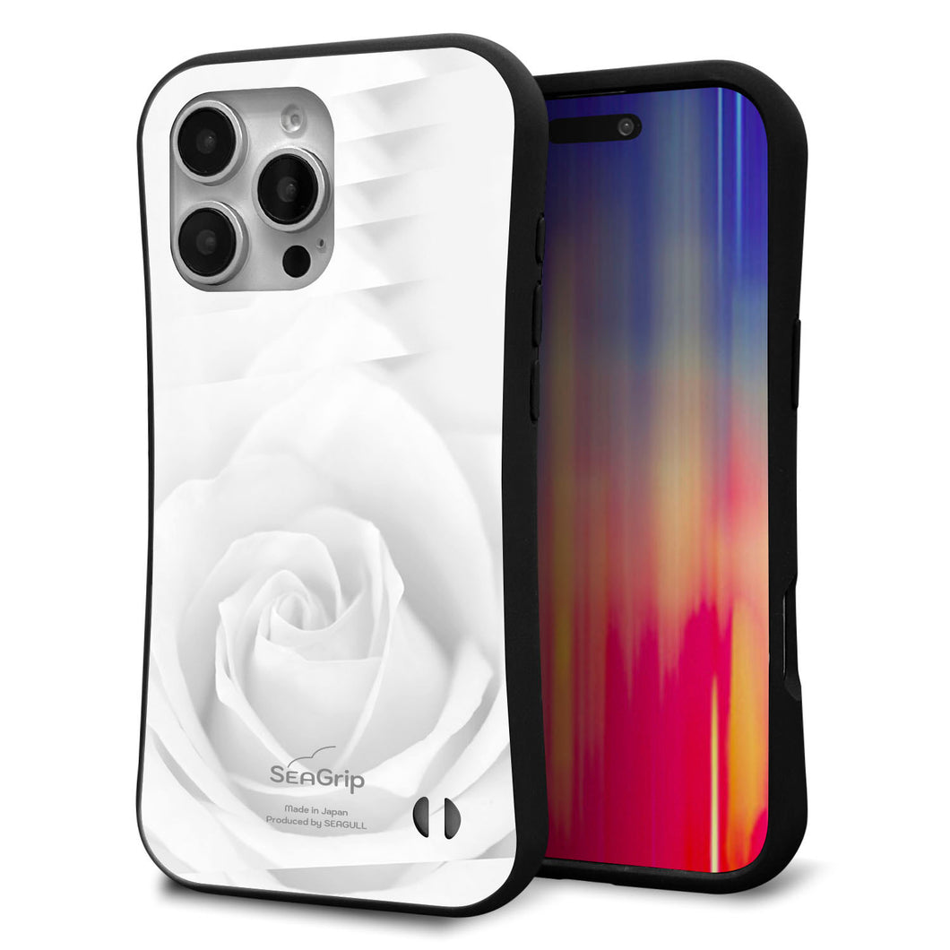 iPhone16 Pro Max スマホケース 「SEA Grip」 グリップケース Sライン 【402 ホワイトRose】 UV印刷