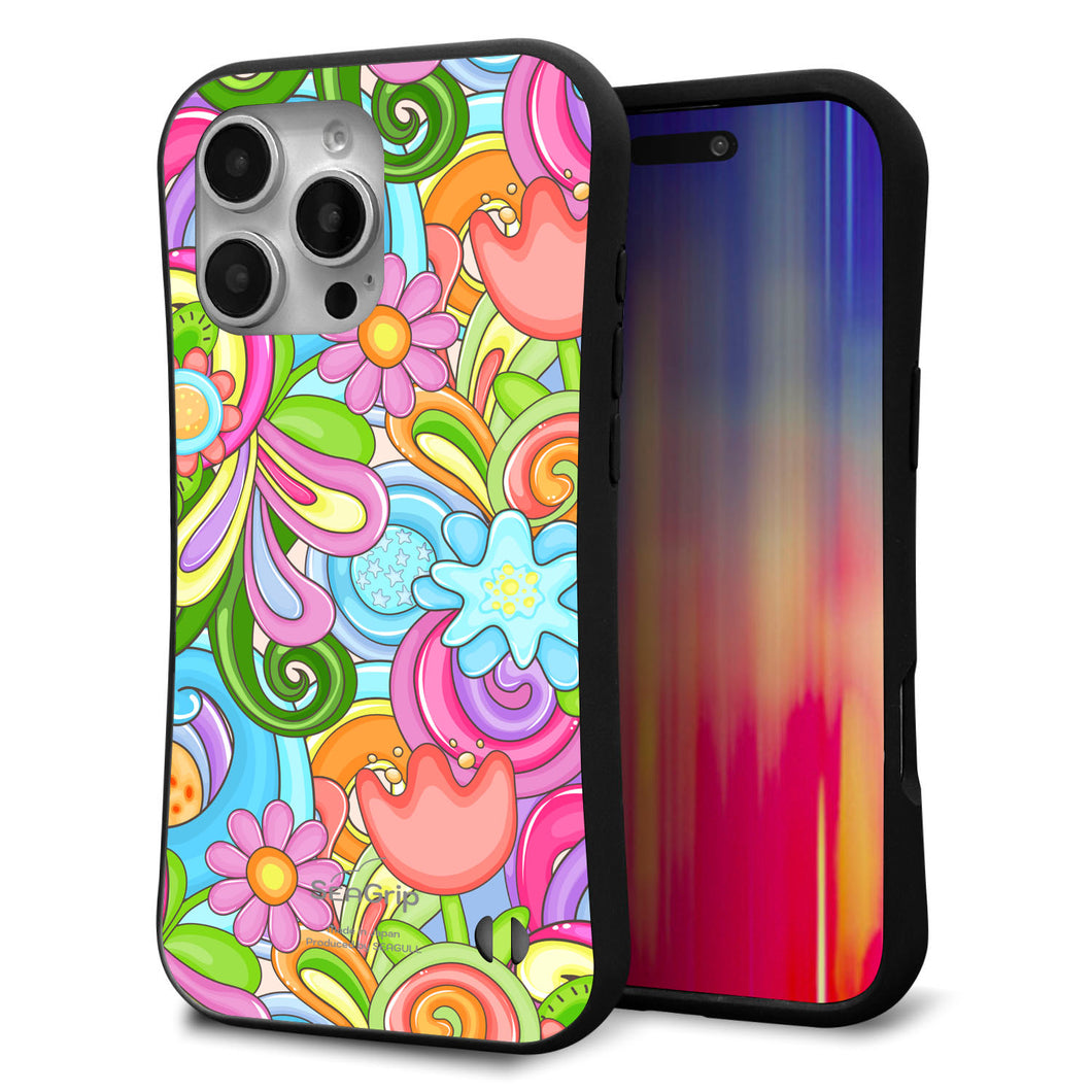 iPhone16 Pro Max スマホケース 「SEA Grip」 グリップケース Sライン 【713 ミラクルフラワー】 UV印刷